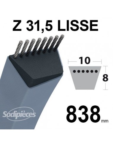Courroie tondeuse Z31,5 Trapézoïdale. 10 mm x 838 mm.