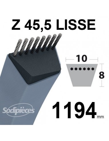 Courroie tondeuse Z45,5 Trapézoïdale. 10 mm x 1194 mm.
