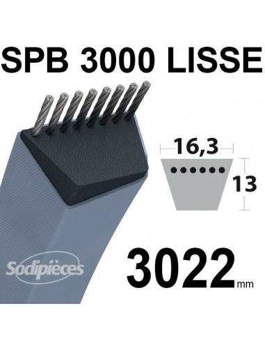 Courroie tondeuse SPB3000 Trapézoïdale 16,3 mm x 3022 mm.