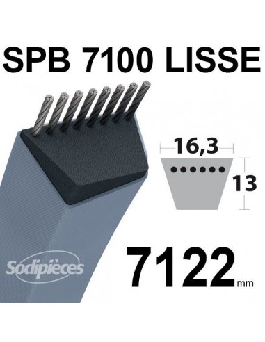 Courroie tondeuse SPB7100 Trapézoïdale 16,3 mm x 7122 mm.