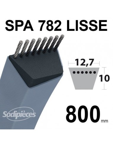 Courroie tondeuse SPA782 Trapézoïdale 12,7 mm x 800 mm.