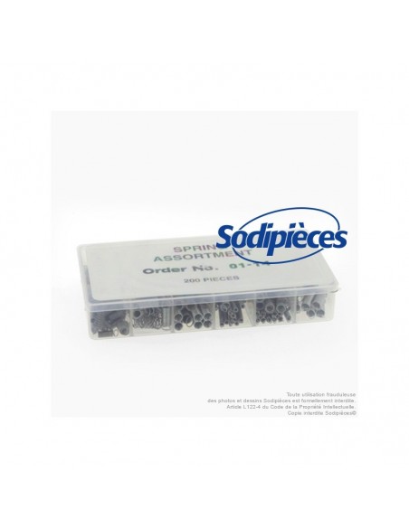 Ressorts de traction et de compression. Assortiment de 200 ressorts. 12 de traction, 8 de compression