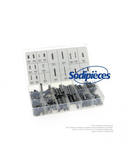 Ressorts de traction et de compression. Assortiment de 200 ressorts. 12 de traction, 8 de compression