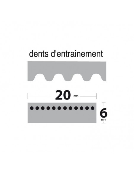 Courroie tondeuse 1440-8M20 Simple Denture. Larg : 20 mm x 1440 mm.