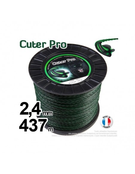 Fil débroussailleuse Cuter' Pro ®. Bobine 2,4 mm x 437 m. Hélicoïdal.