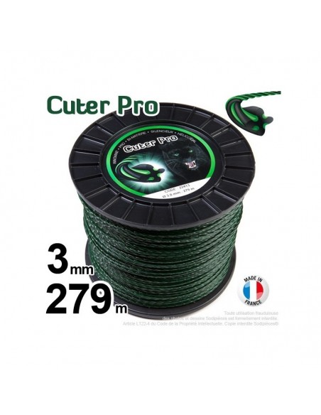Fil débroussailleuse Cuter' Pro ®. Bobine 3 mm x 279 m. Hélicoïdal.