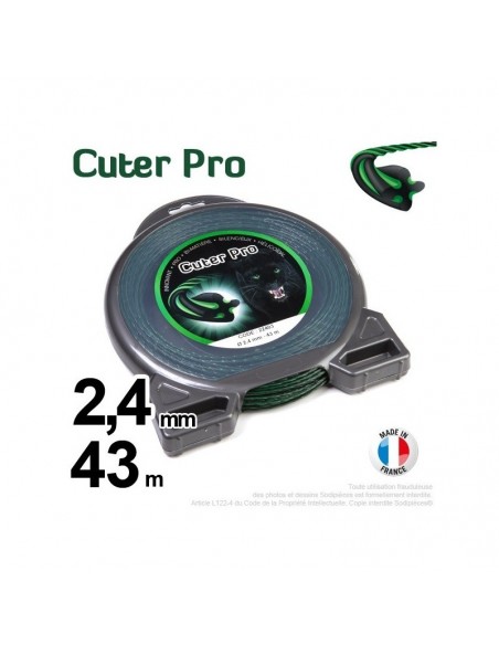 Fil débroussailleuse Cuter' Pro ®. Coque 2,4 mm x 43 m. Hélicoïdal.