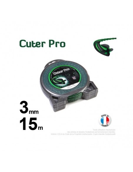 Fil débroussailleuse Cuter' Pro ®. Coque 3 mm x 15 m.Hélicoïdal