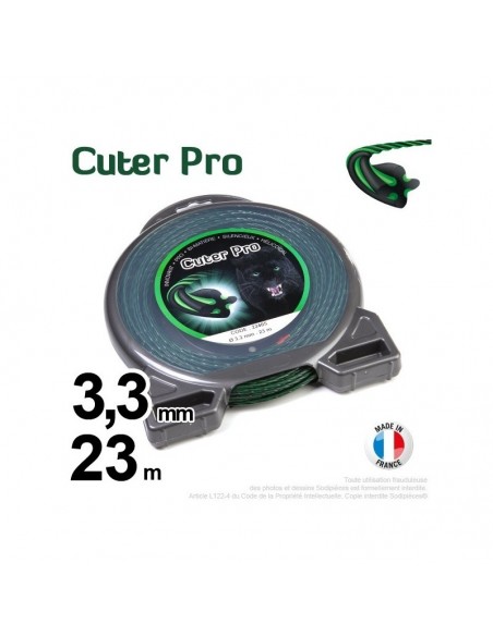 Fil débroussailleuse Cuter' Pro ®. Coque 3,3 mm x 23 m. Hélicoïdal.