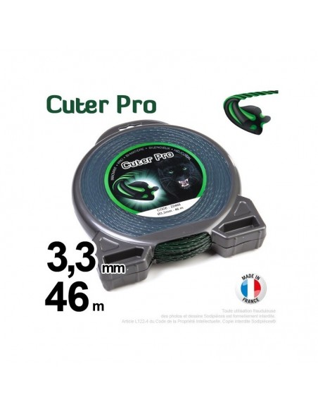 Fil débroussailleuse Cuter' Pro ®. Coque 3,3 mm x 46 m. Hélicoïdal.