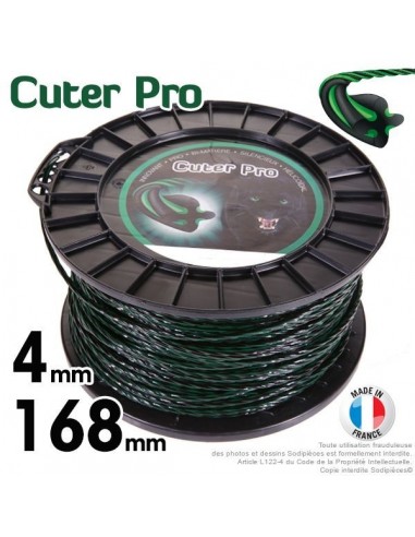 Fil débroussailleuse Cuter'Pro ®. Bobine 4 mm x 168 m. Hélicoïdal