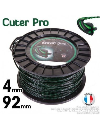 Fil débroussailleuse Cuter'Pro ®. Bobine 4 mm x 92 m. Hélicoïdal