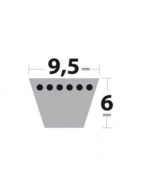 Courroie tondeuse 3L500 Kevlar Trapézoïdale. 9,5 mm x 1270 mm.