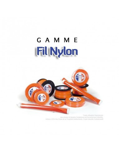 Fil débroussailleuse nylon carré. 4 mm x 50 m. Bobine. Orange