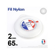Fil débroussailleuse nylon Rond. 2 mm x 65 m. Coque. Blanc