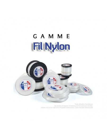 Fil débroussailleuse nylon rond. 2,4 mm x 180 m. Bobine. Blanc