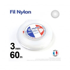 Fil débroussailleuse nylon Rond. 3 mm x 60 m. Coque. Blanc