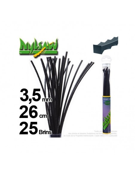 Fil débroussailleuse nylsaw ®. Tube 3,5 mm x 0,26 m. Lot de 25 brins.