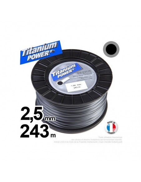 Fil débroussailleuse Titanium ®. Bobine rond 2.5 mm x 243 m