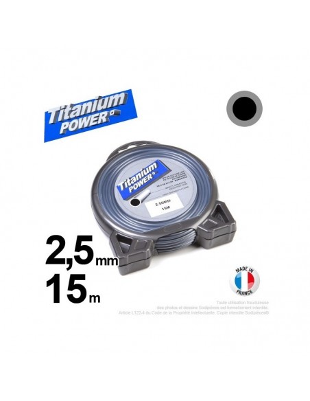 Fil débroussailleuse Titanium ®. Coque rond 2.5 mm x 15 m