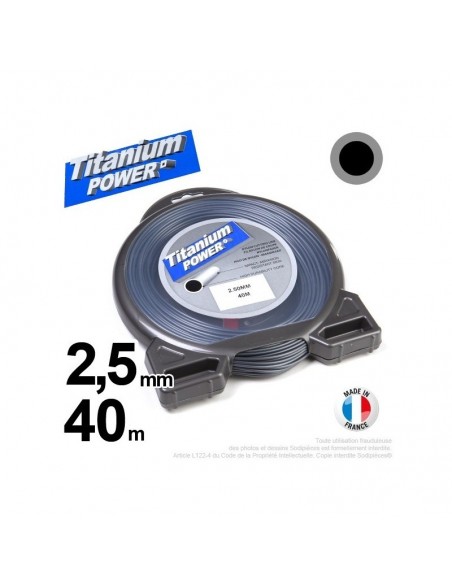 Fil débroussailleuse Titanium ®. Coque rond 2.5 mm x 40 m