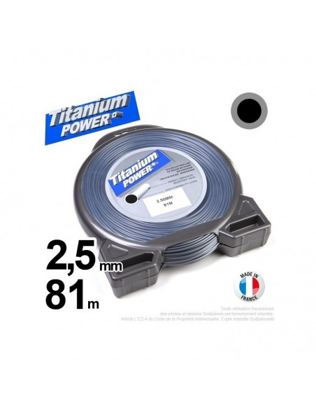 Fil débroussailleuse Titanium ®. Coque rond 2.5 mm x 81m