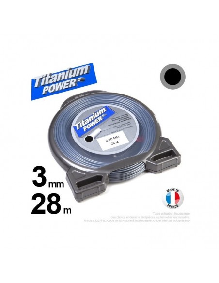 Fil débroussailleuse Titanium ®. Coque rond 3 mm x 28 m