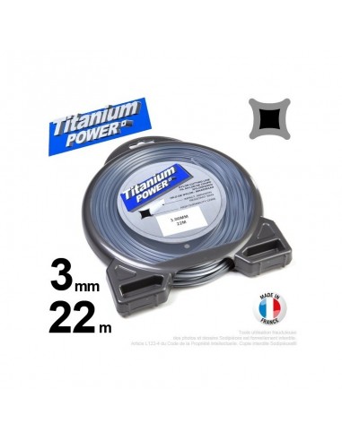 Fil débroussailleuse Titanium ®. Carré. Coque : 3 mm x 22 m