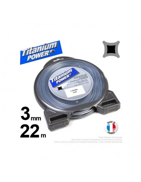 Fil débroussailleuse Titanium ®. Carré. Coque : 3 mm x 22 m