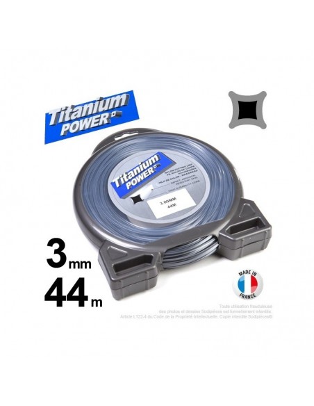 Fil débroussailleuse Titanium ®. Carré. Coque : 3 mm x 44 m