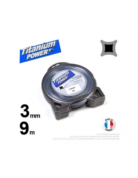 Fil débroussailleuse Titanium ®. Carré. Coque : 3 mm x 9 m