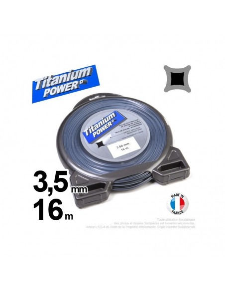 Fil débroussailleuse Titanium ®. Carré. Coque : 3.5 mm x 16 m