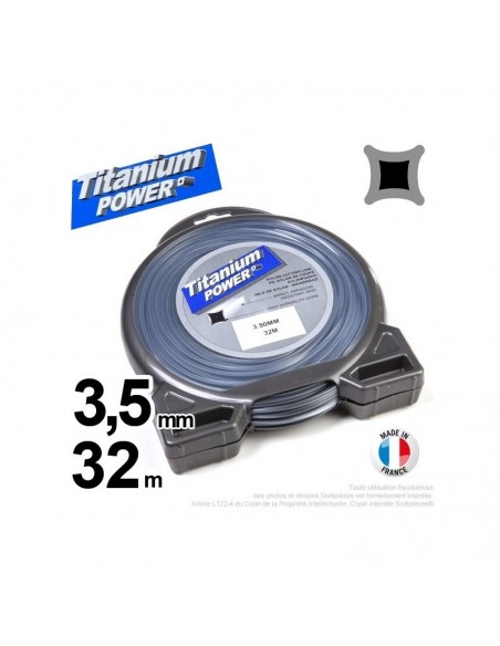 Fil débroussailleuse Titanium ®. Carré. Coque : 3.5 mm x 32 m