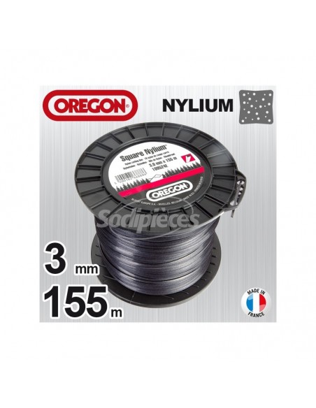 Fil Orégon Nylium carré. 3 mm x 155 m pour débroussailleuse