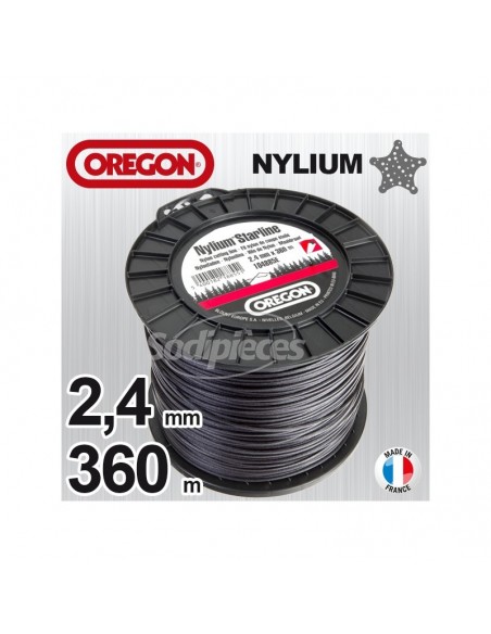 Fil Orégon Nylium étoilé. 2,4 mm x 360 m pour débroussailleuse