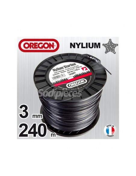 Fil Orégon Nylium étoilé. 3 mm x 240 m pour débroussailleuse