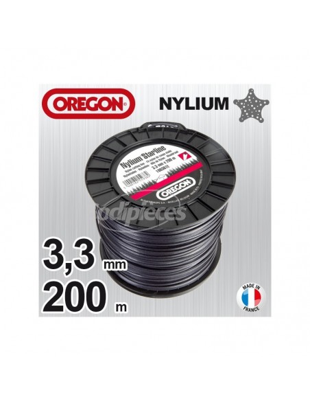 Fil Orégon Nylium étoilé. 3,3 mm x 200 m pour débroussailleuse