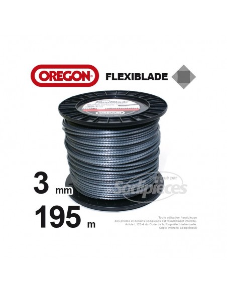 Fil Orégon FlexiBlade® carré. 3 mm x 195 m pour débroussailleuse
