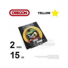 Fil Orégon Yellow étoilé jaune. 2 mm x 15 m pour débroussailleuse