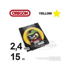 Fil Orégon Yellow étoilé jaune. 2,4 mm x 15 m pour débroussailleuse