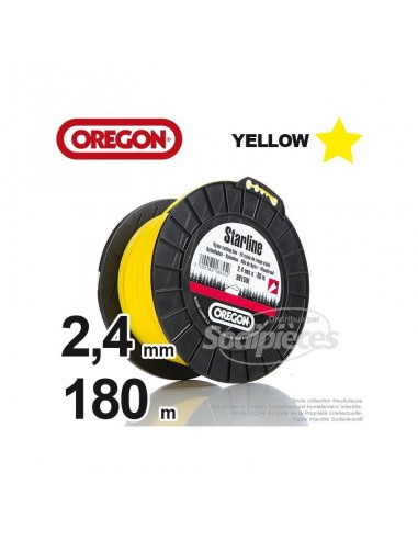 Fil Orégon Yellow étoilé jaune. 2,4 mm x 180 m pour débroussailleuse