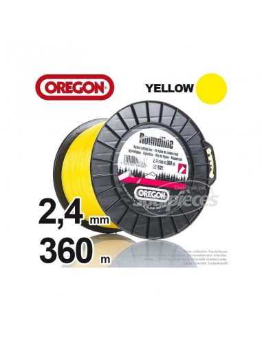 Fil Orégon Yellow rond jaune. 2,4 mm x 360 m pour débroussailleuse