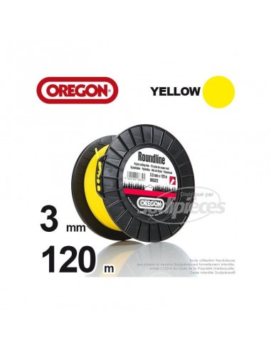 Fil Orégon Yellow rond jaune. 3 mm x 120 m pour débroussailleuse