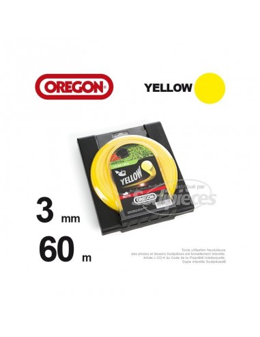 Fil Orégon Yellow rond jaune. 3 mm x 60 m pour débroussailleuse