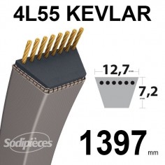 Courroie tondeuse 4L55 Kevlar Trapézoïdale. 12,7 mm x 1397 mm.