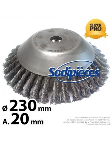 Brosse conique Pro pour désherbage Ø 230 mm, Al 20 mm. Par 5