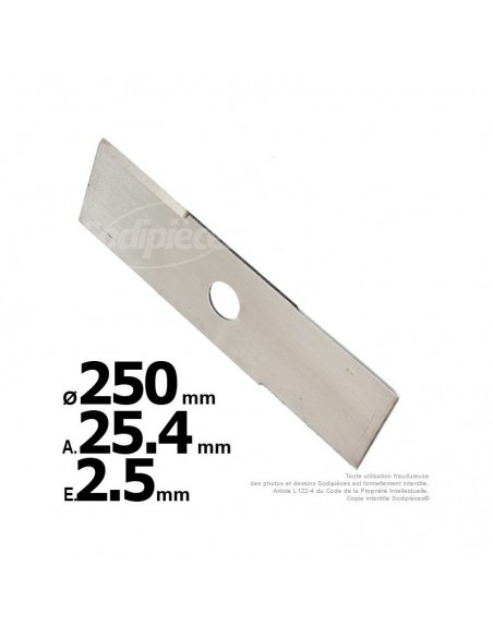 Lame droite. Ø 250 mm. Al 25,4 mm. Ep 2,5 mm.