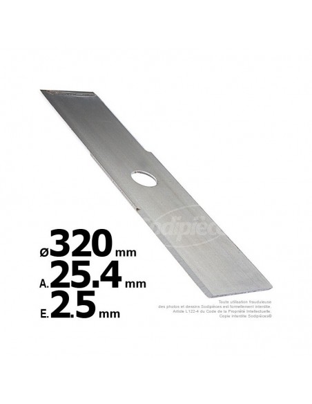 Lame droite. Ø 320 mm. Al 25,4 mm. Ep 2,5 mm.