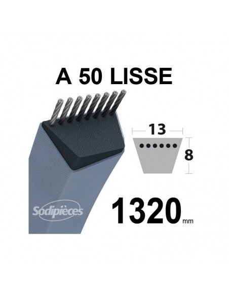 Courroie tondeuse A50 Trapézoïdale. 13 mm x 1320 mm.