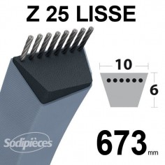 Courroie tondeuse Z25 Trapézoïdale. 10 mm x 673 mm.